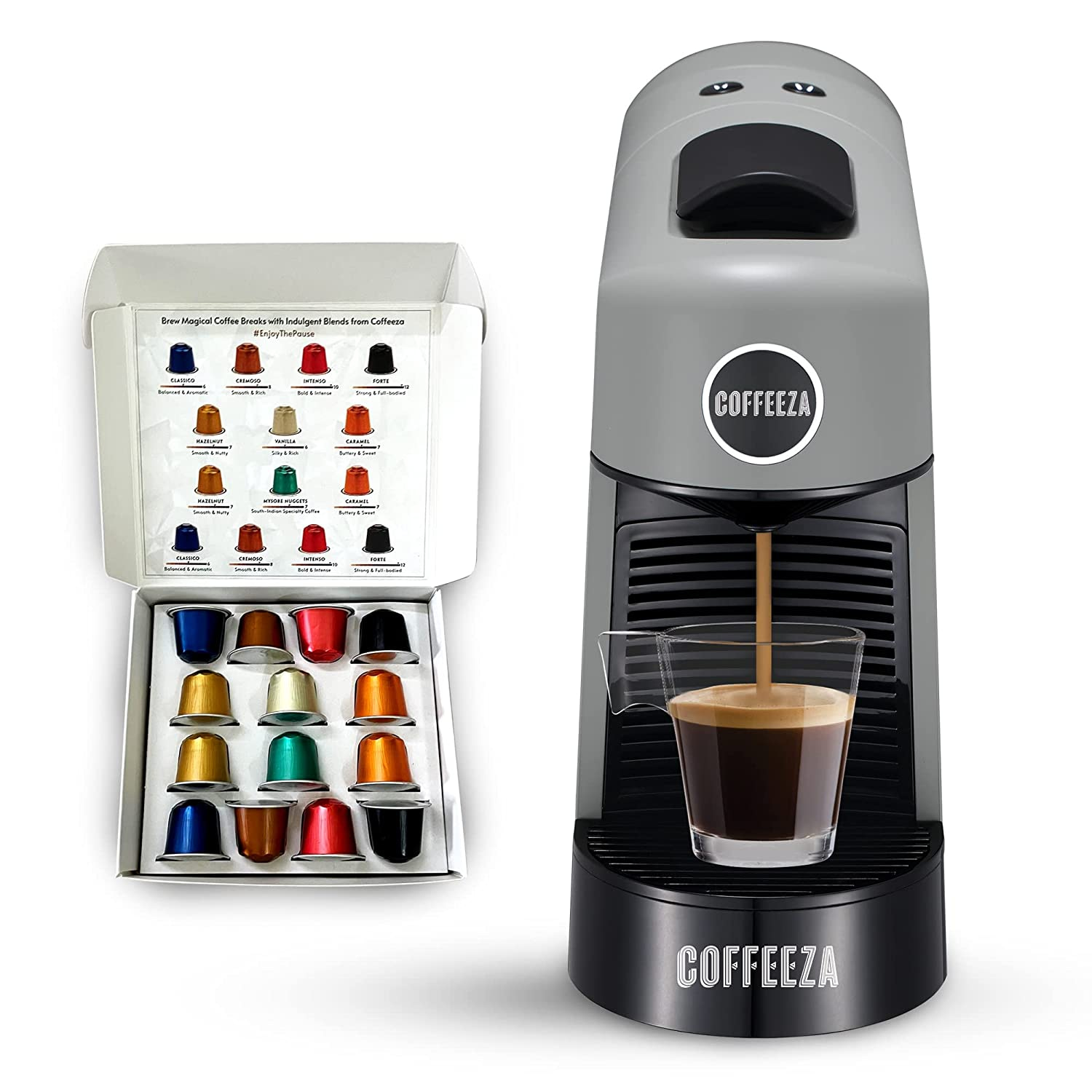 Finero Next Grey Coffee Machine With Free 50 Assorted Capsules By De Brewerz India