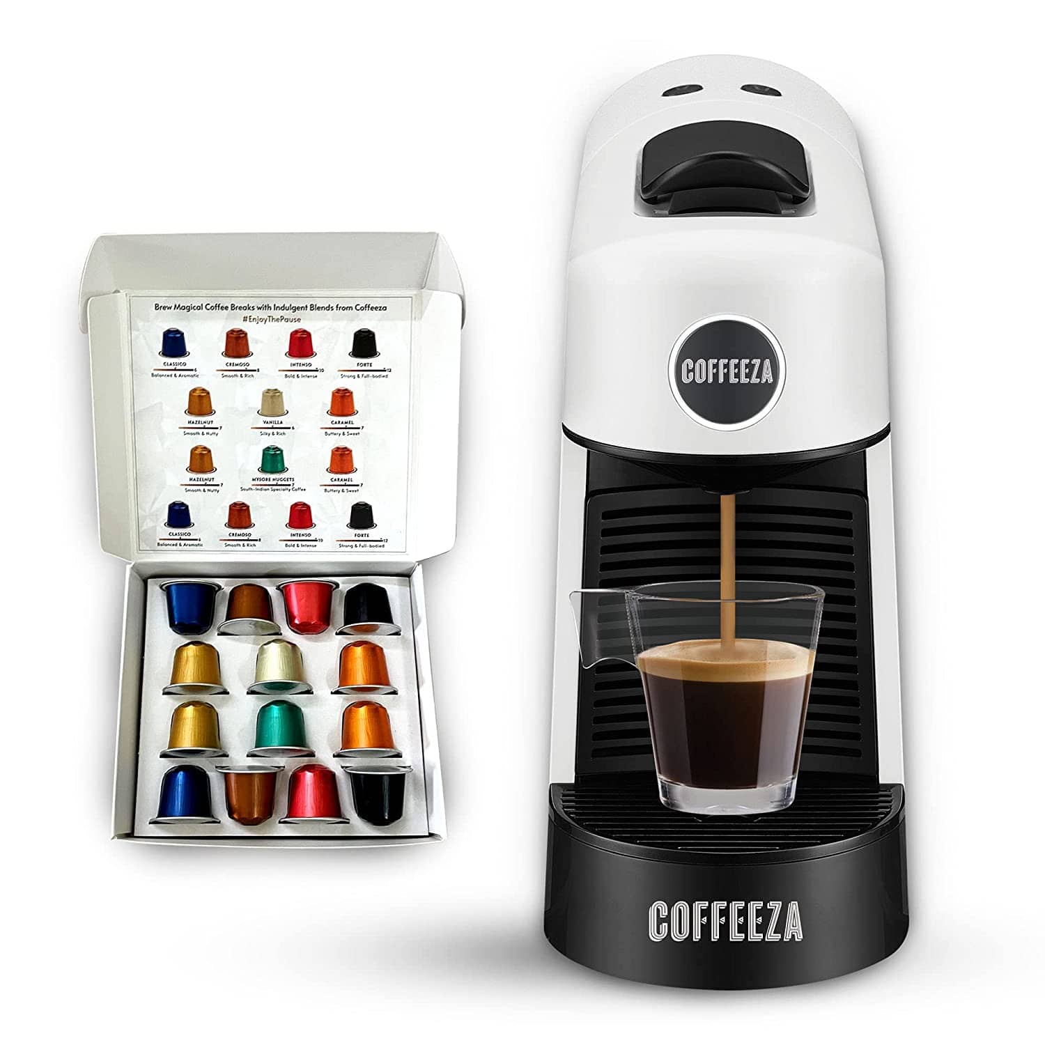 Finero Next White Coffee Machine With Free 50 Assorted Capsules By De Brewerz India