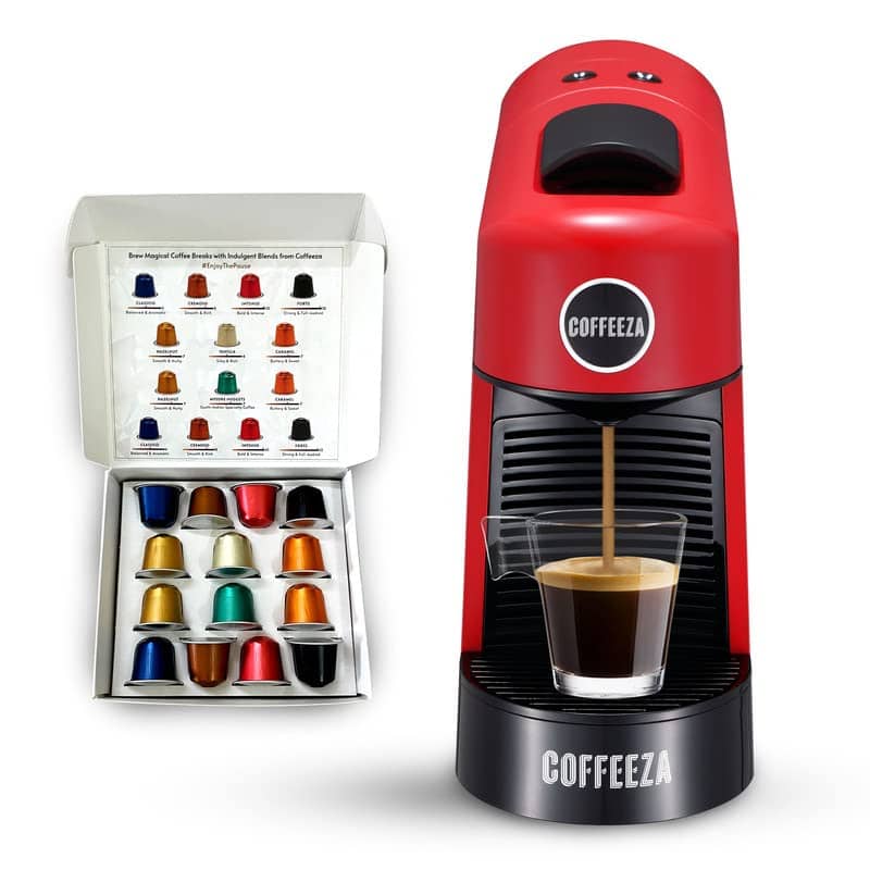 Finero Next Red Coffee Machine With Free 50 Assorted Capsules By De Brewerz India