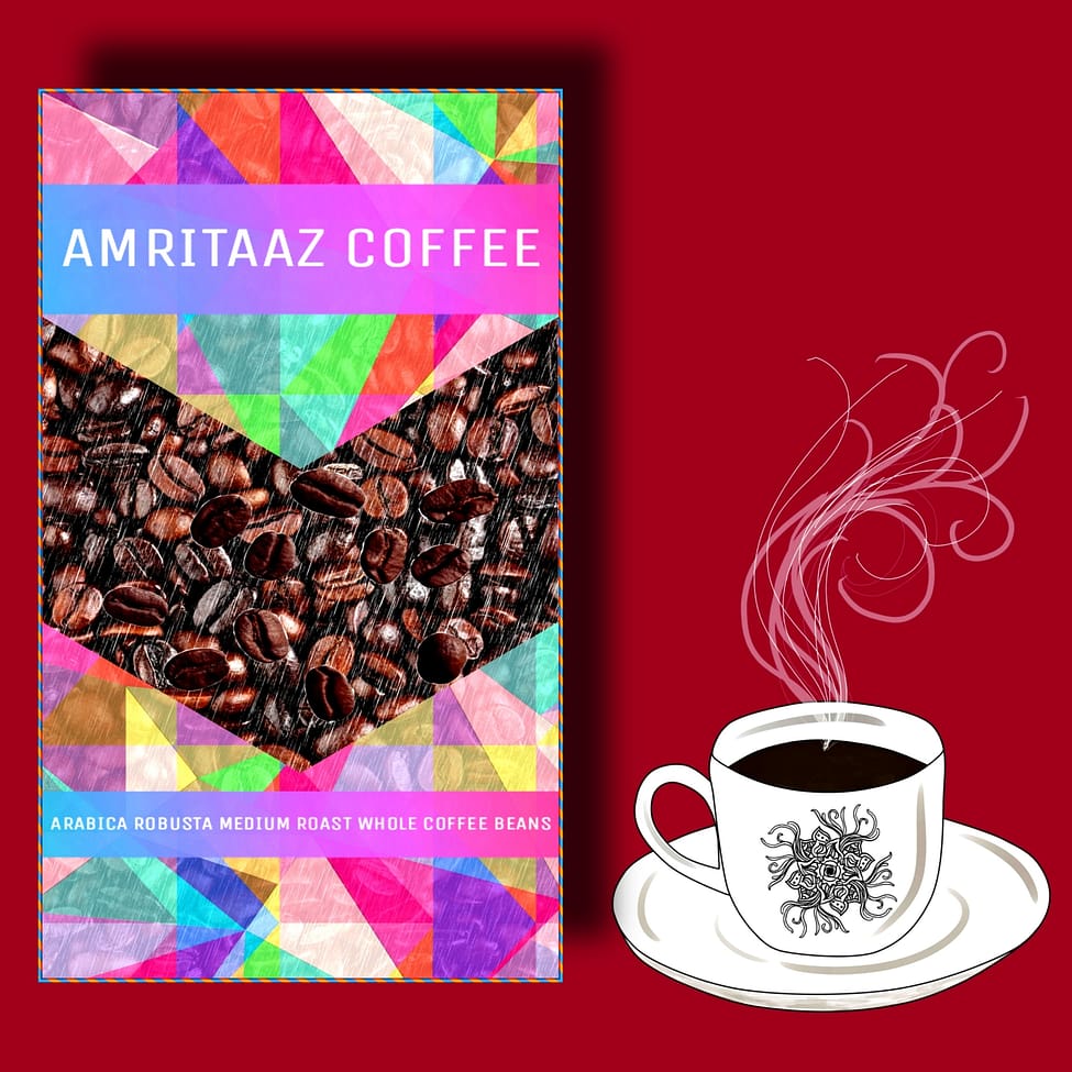Arabica Robusta Medium Roast Whole Coffee Beans (1000 gms) by AMRITAAZ COFFEE